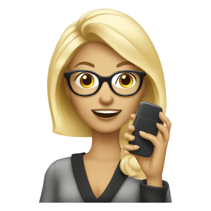 Glamorous Blonde woman wearing glasses calling on cell phone sticker