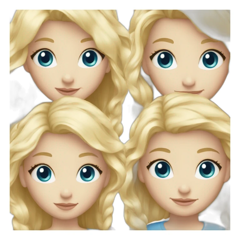 family of 6 blond hair blue eyes white sticker