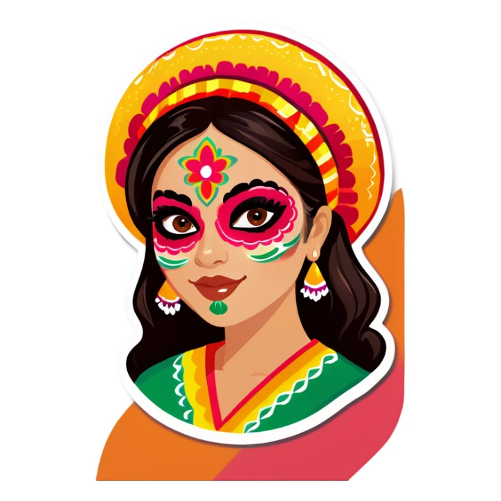 Pree teen with Mexican makeup sticker