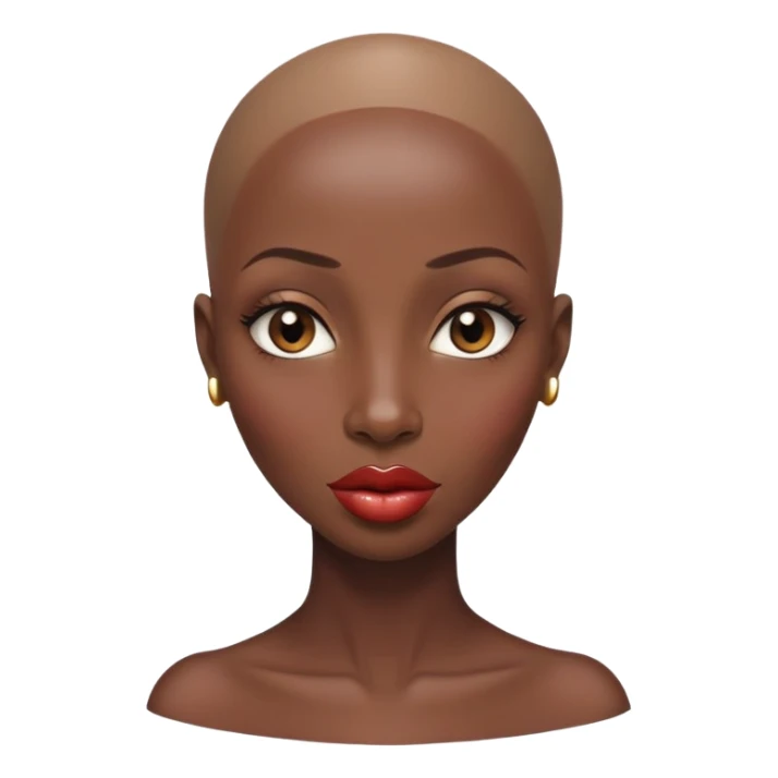 Alluring african woman wide nose bald head big glossy lips sticker