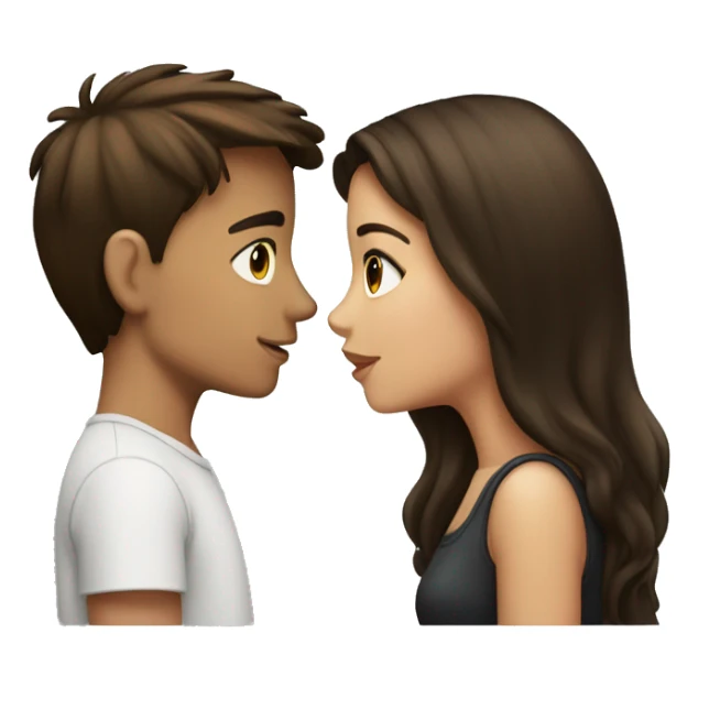 Boy brunette and girl brunette kiss sticker