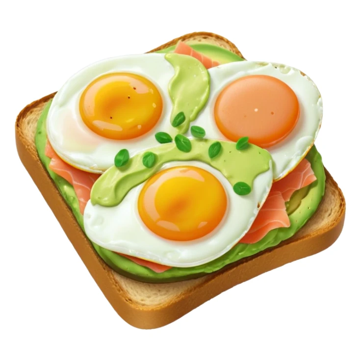 avocado toast with salmon and eggs, under green cream  sticker