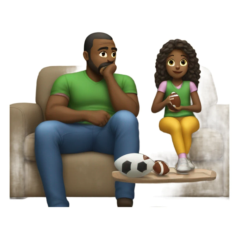 Father and daughter on couch watching football sticker