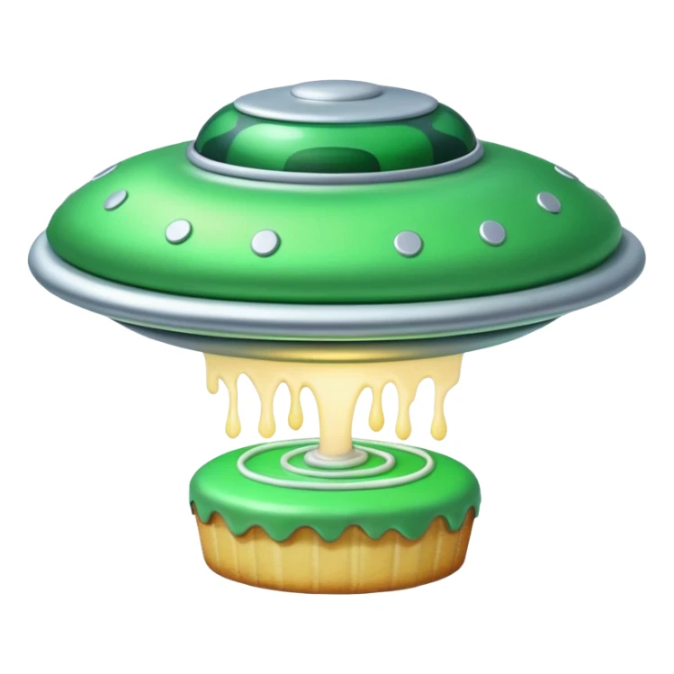 big ufo flying and stealing in a green light small cake  sticker