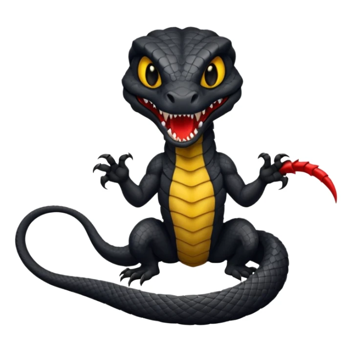 full body of black viper with fangs, front face  sticker