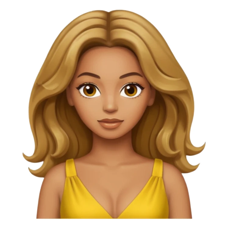 Beyonce brown eyes, dark blonde hair, yellow outfit sticker