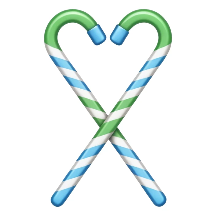 dual candy canes crossed together like swords striped with blue instead of red sticker