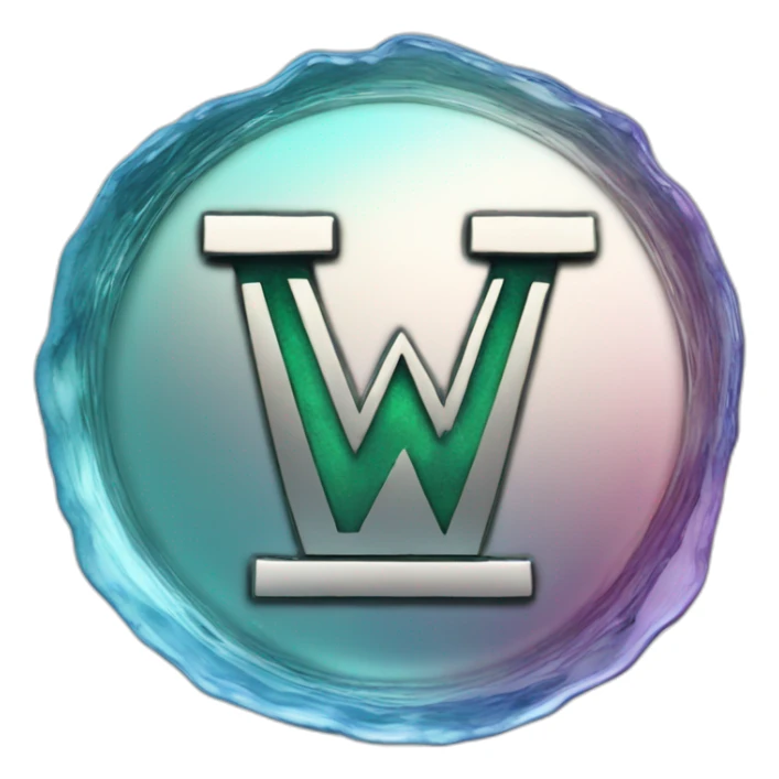 water coin crypto with "W" text and water color sticker