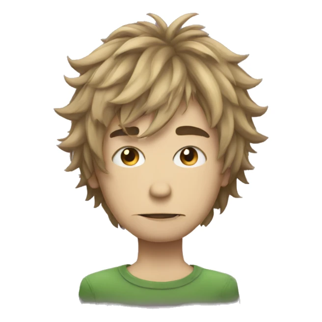 emo boy with shaggy hair and moustache sticker