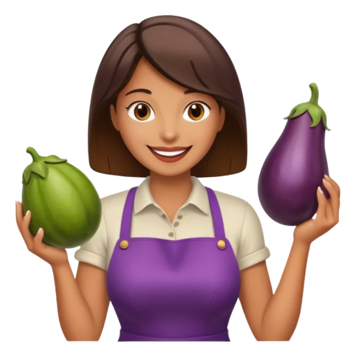 Woman holding steak and eggplant sticker
