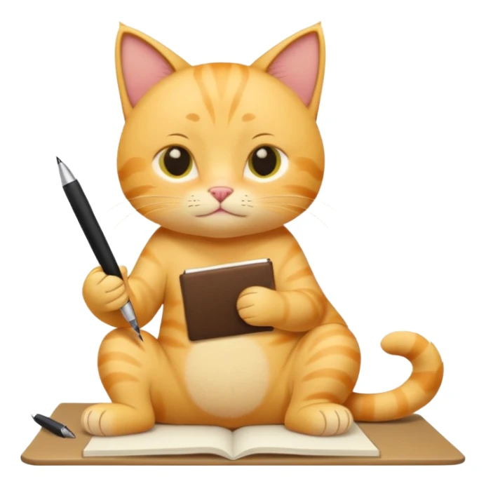 cute yellow lazy cat with full body with note and pen and no clothes sticker