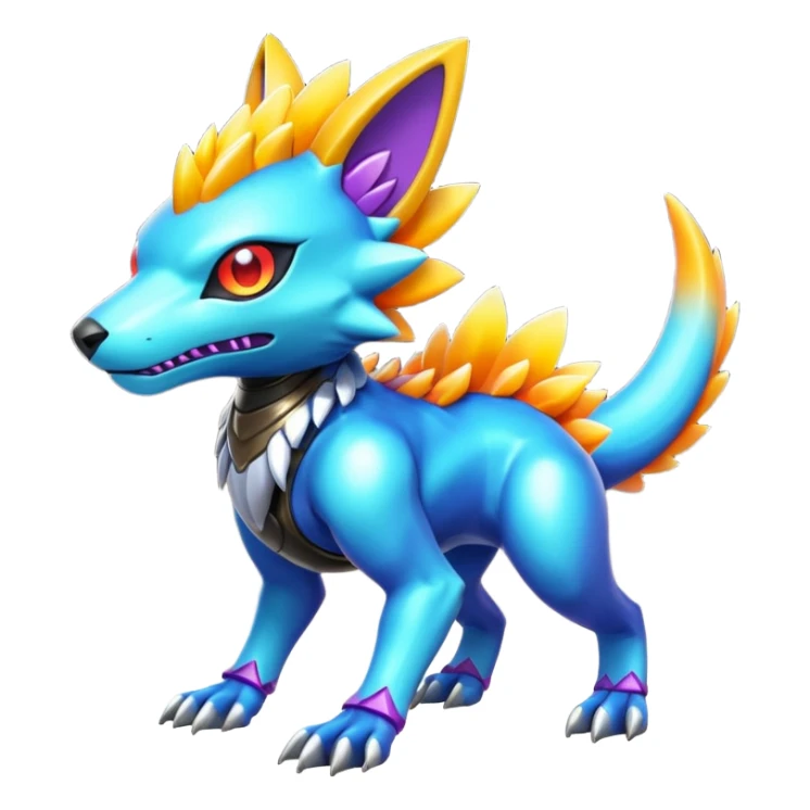 exotic colorful Protogen-Fakémon-Pokémon-Digimon-Vernid-creature sticker
