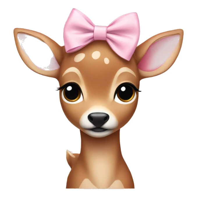 fawn wearing one baby pink bow sticker