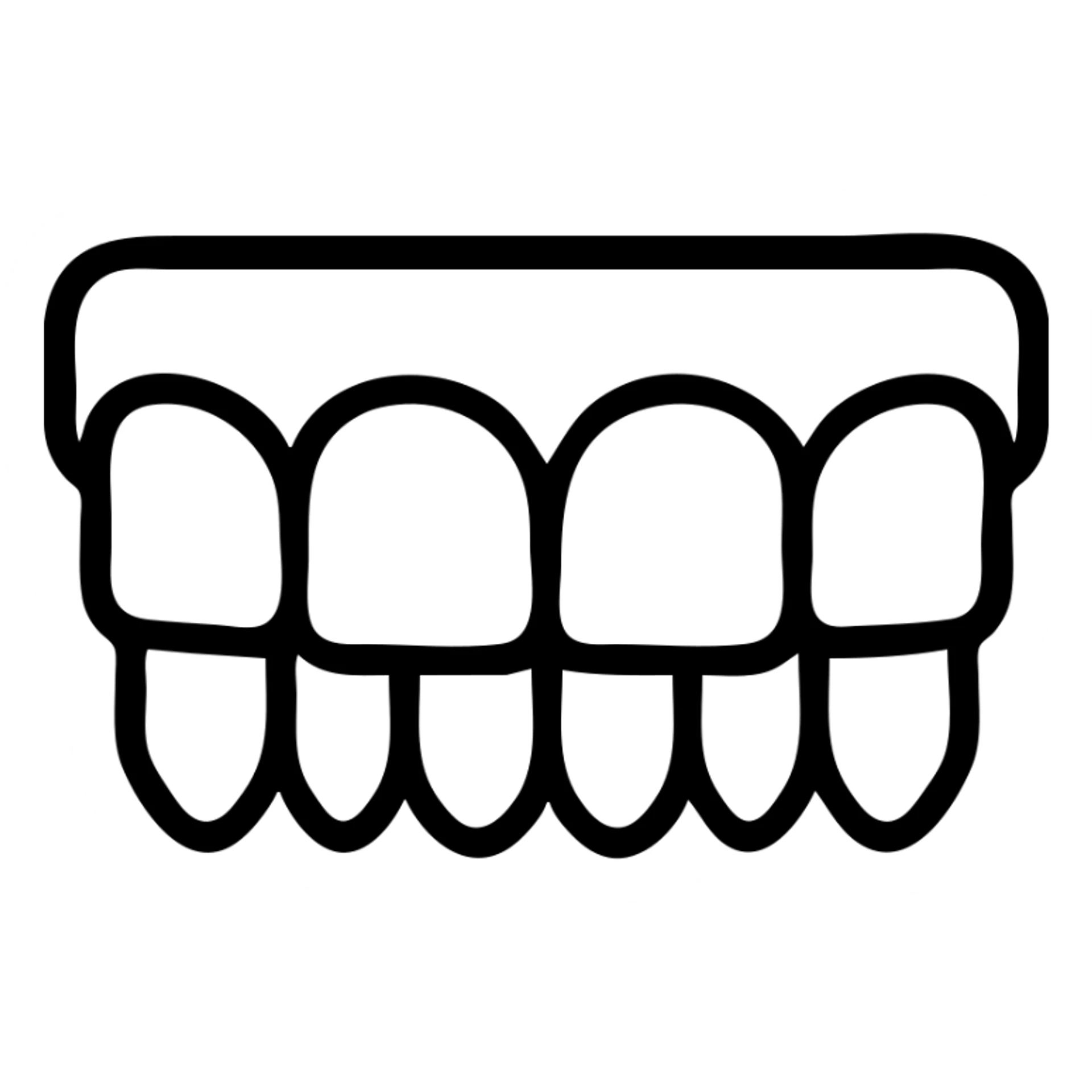 silver teeth, outlined icon style, minimal, clean lines sticker
