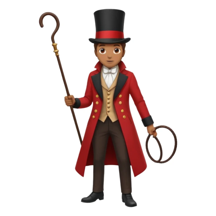 Ringmaster – Man in red coat and top hat, holding a whip or mic, full body sticker