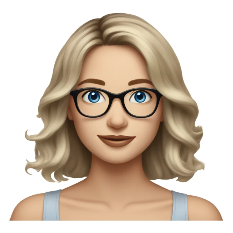 Shoulder length Balayage pale model lady with glasses and blue eyes happy  sticker