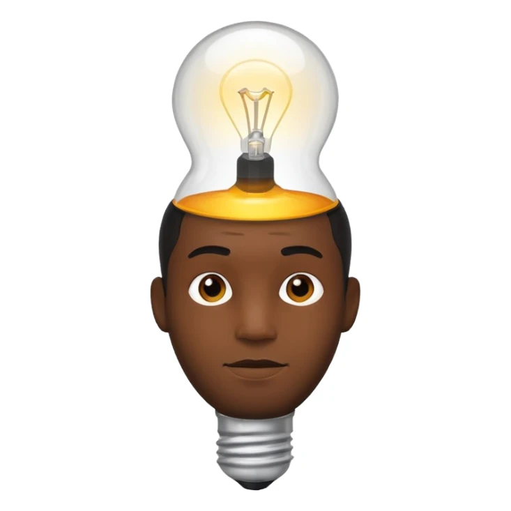Black male head shaped like lightbulb  sticker