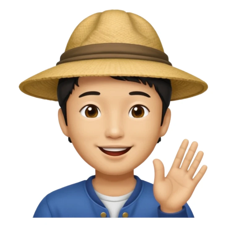 asian man in asian hat blowing a kiss sticker