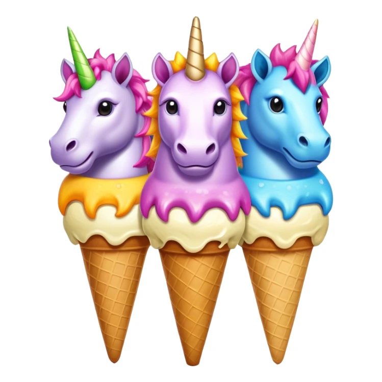 ice cream unicorns with crocodile tails and lions manes sticker