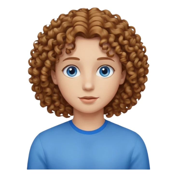 kıvırcık kumral gözü mavi renk sticker