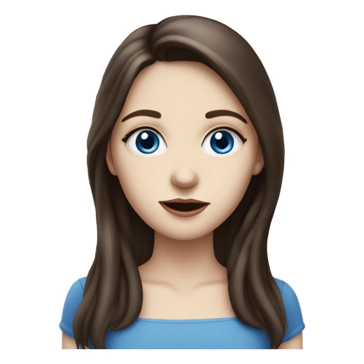 Pale skin brunette girl blue eyes eating cherry sticker