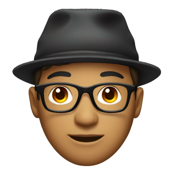 a young man with a red hat with black glasses sticker