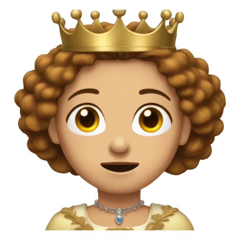 Queen with long brown Hair and crown, crying sticker
