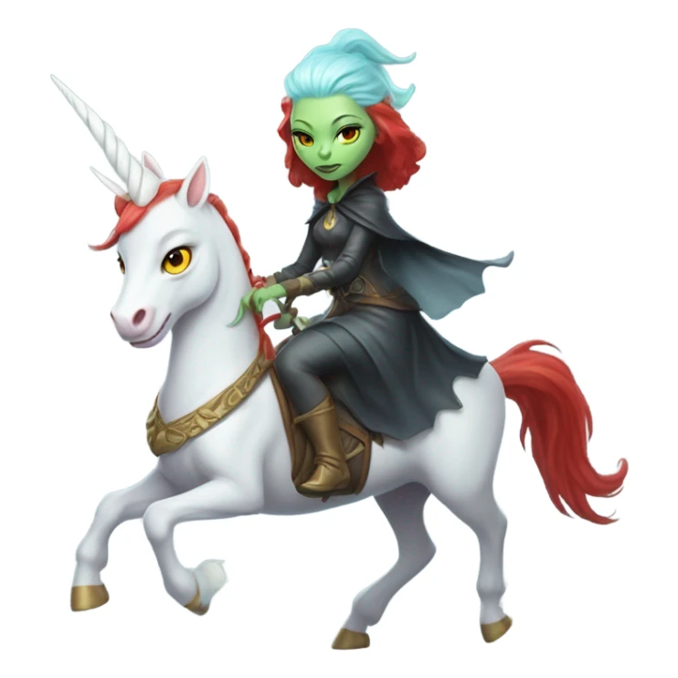 [politically incorrect, shield(
	{ female, alien, witch, color: light green, hair:red, eyes:cat} ]
	on a 
	[{ unicorn: white, legged:four, mane: light blue }]) sticker