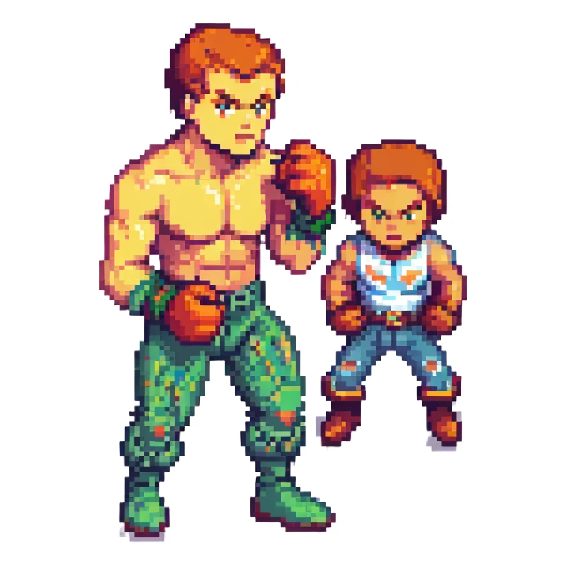 clash of fists, pixel art style, dynamic action sticker