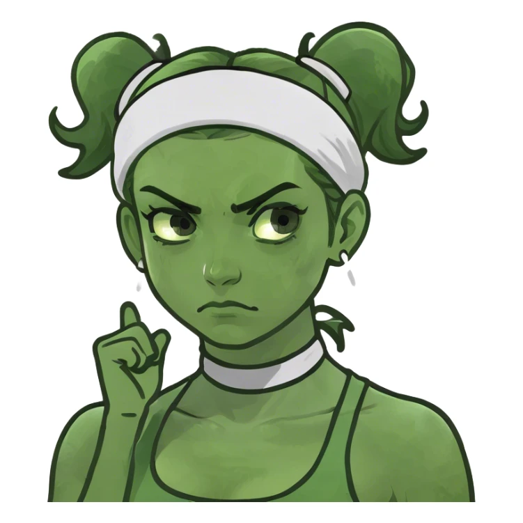 girl holding her neck mad  sticker