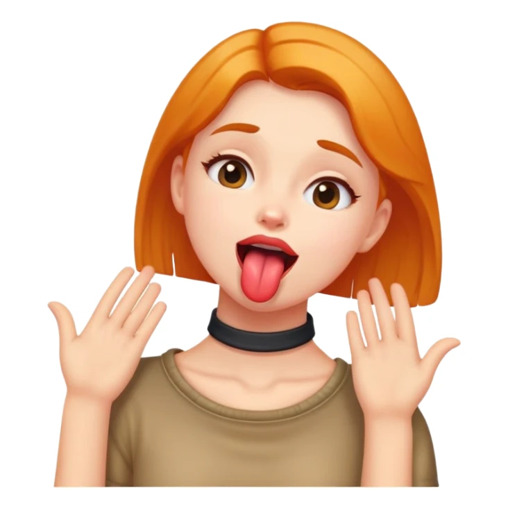 Girl with hands on neck tongue out  sticker