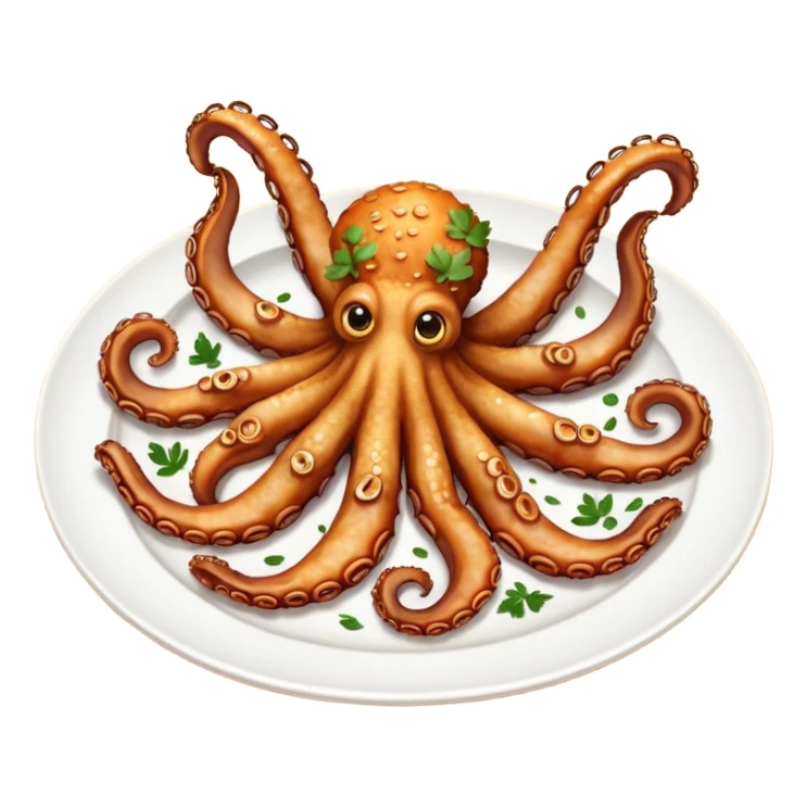fried octopuses legs on the plate without head sticker