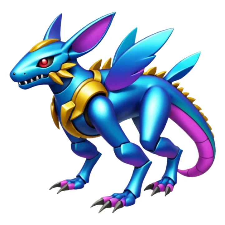  exotic colorful Protogen-Fakémon-Pokémon-Spectrobes-Digimon-Vernid-creature (full body) sticker