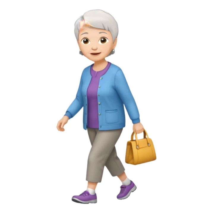 elderly woman with short hair walking sticker
