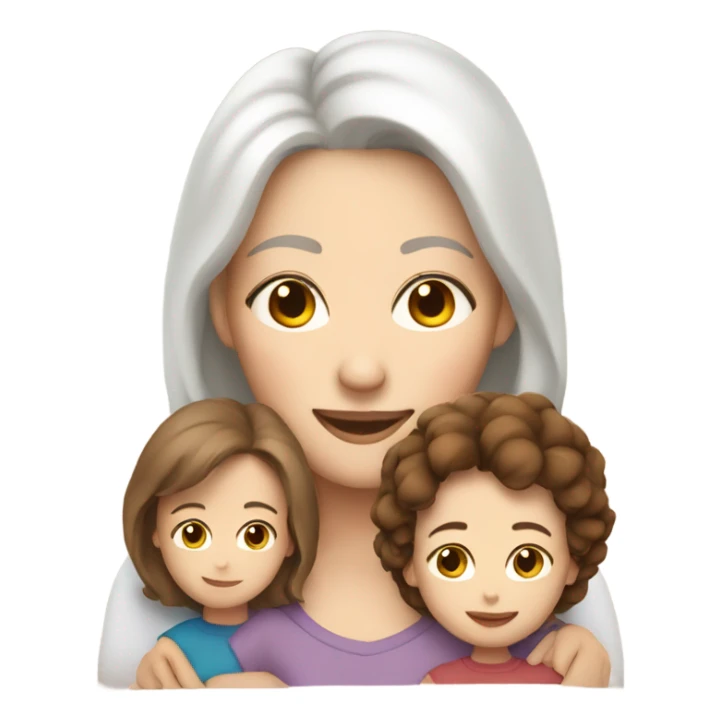 Mom with a son and daughter white skin and brown hair  sticker