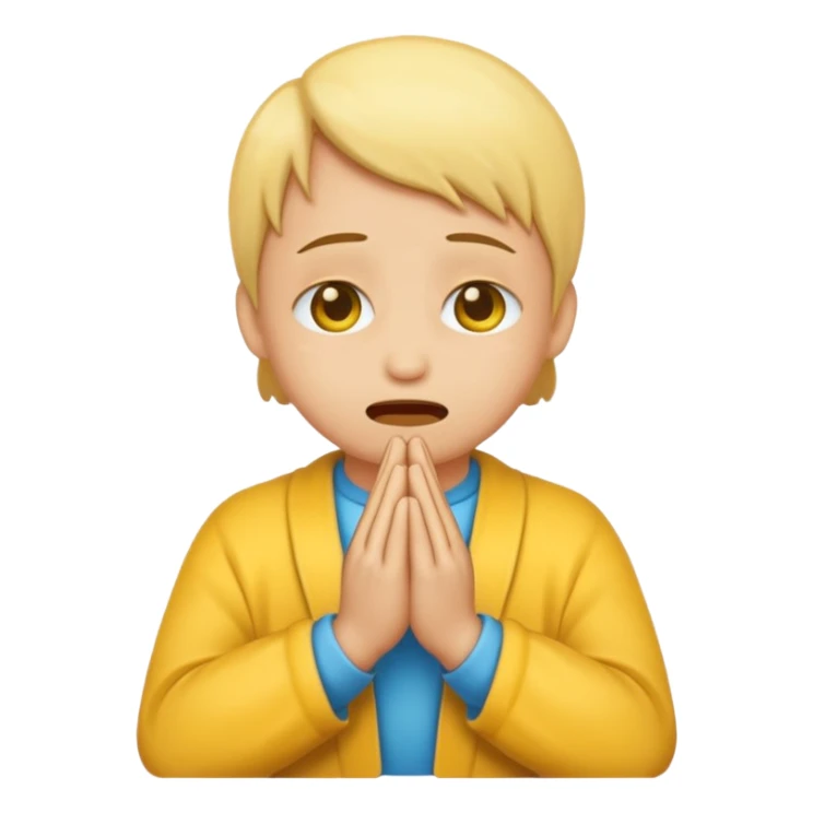 create a emoji of crying with hand in prayer sticker