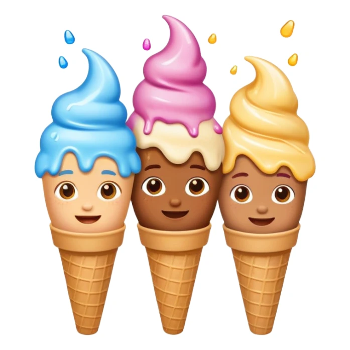 happy children with melting ice cream cones sticker