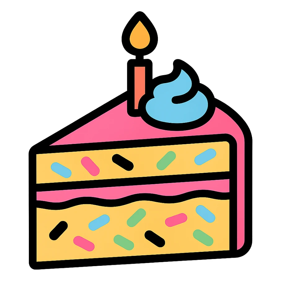 slice of pastel funfetti birthday cake sticker