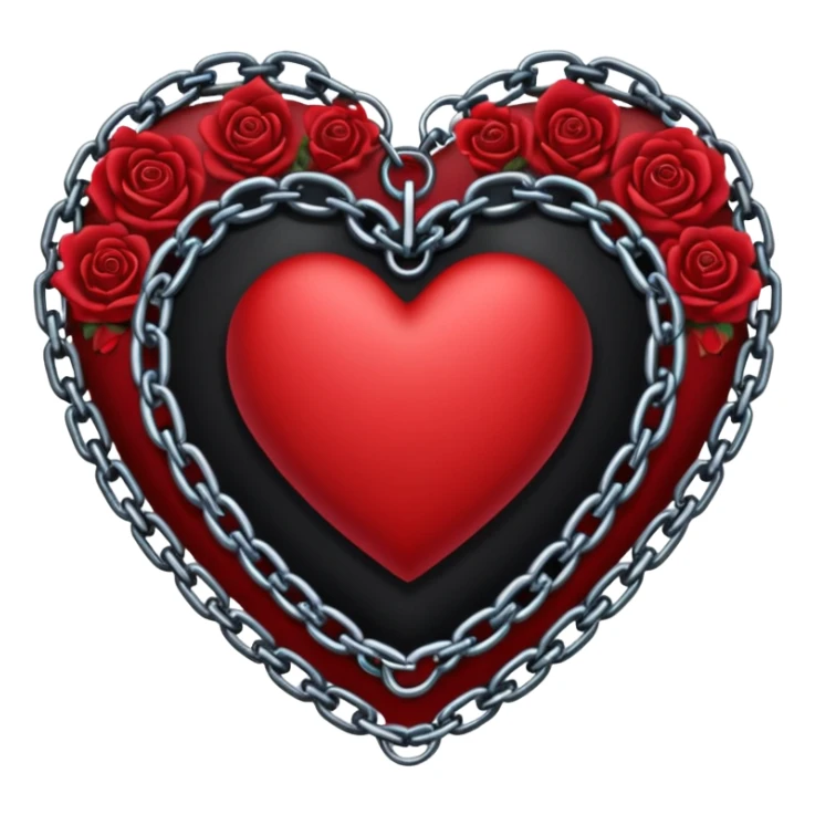 heart with a dark rose and chain border sticker