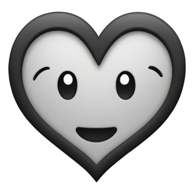 glossy Black outline of a heart emoji  sticker
