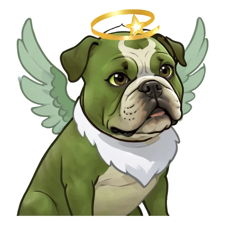 Brown bulldog with angel wings sticker