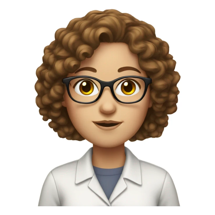 white girl with brown curly hair and glasses sticker