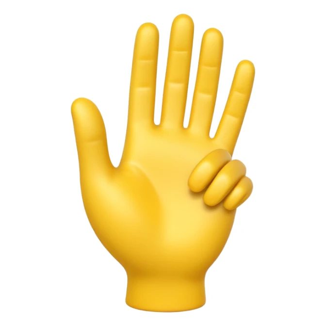 Apple-style 3D illustration of a single yellow hand like emoji sticker