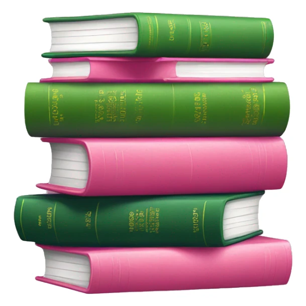 Stack of pink and green book covers sticker