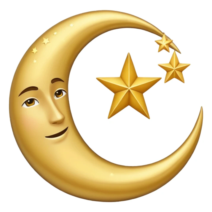 Star and Crescent emoji with black background and no face only star and crescent. sticker