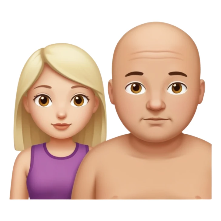 slim girl with fat bald guy sticker