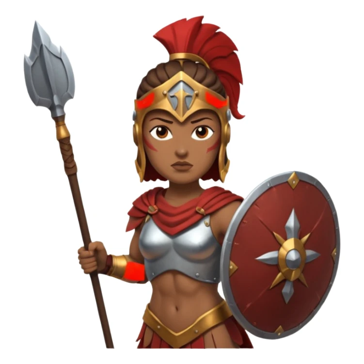 woman spartan warrior holding spear and shield sticker