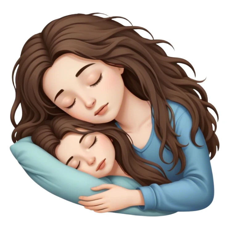 beautiful pale brunette girl sleeping with long messy hair sticker