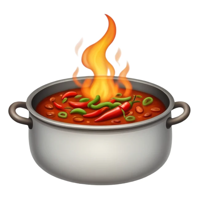 Pot of chilli on a fire cooking  sticker