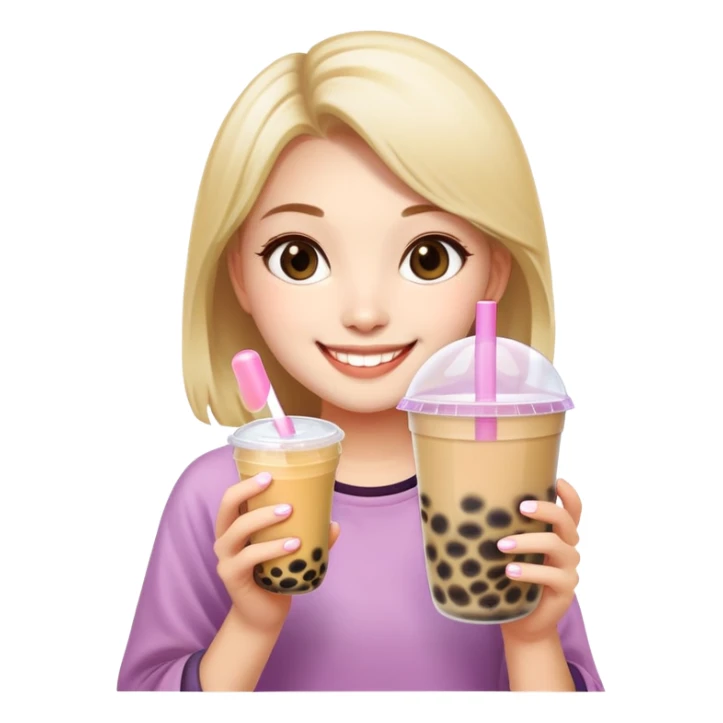 a girl holding bubble tea sticker